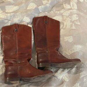 Frye Cognac Leather Heeled Boots